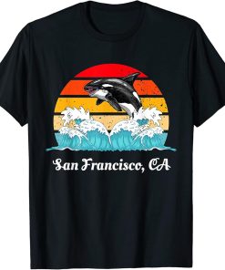 Vintage San Francisco CA Distressed Orca Killer Whale Art T-Shirt